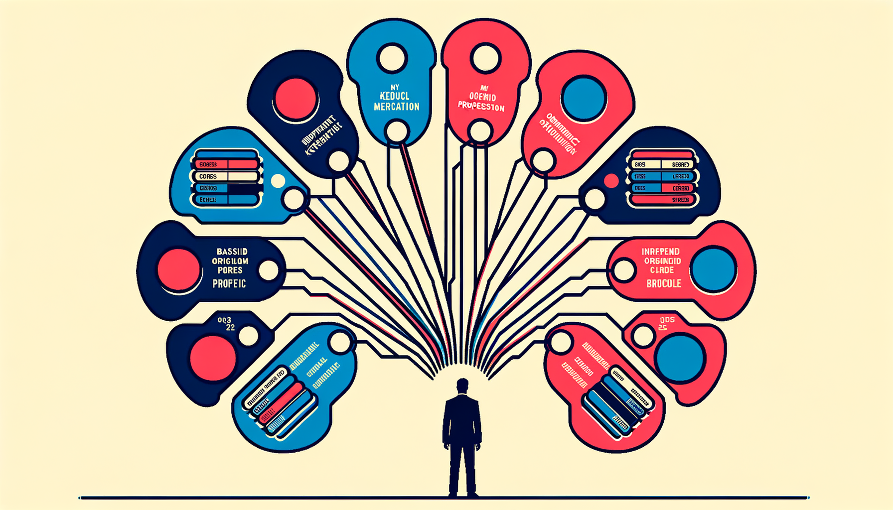 Illustration of a single user connected to three completely isolated organisation bubbles